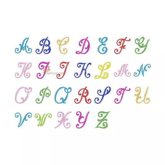 26 Polices Élégantes Broderie Machine - Alphabets Majuscules Monogramme - Couleur Unie