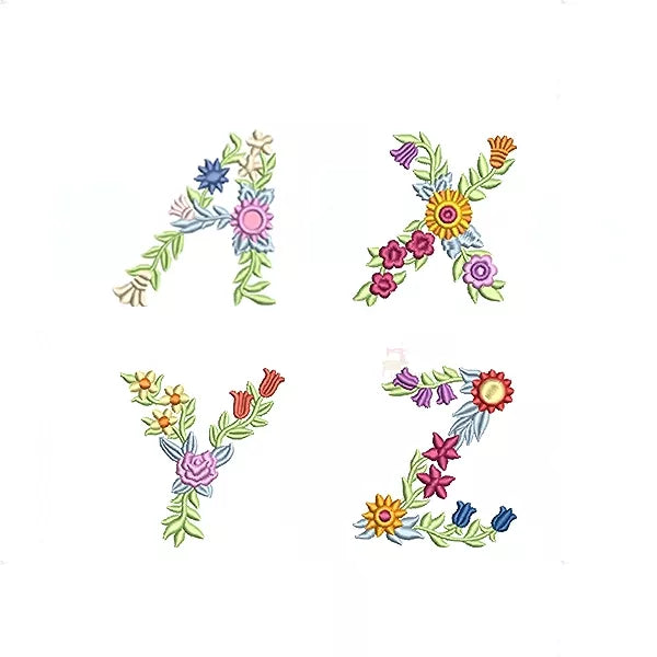 Alphabet-floral-letrre-A-X-Y-Z-multicolor-motifs-de-broderie-machine