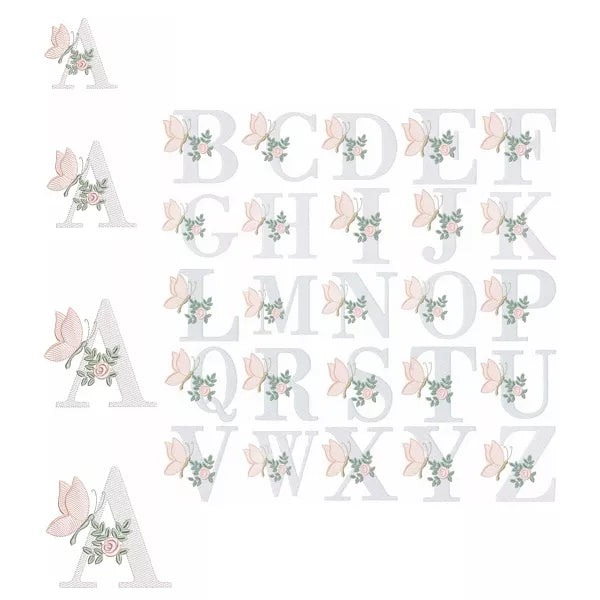 Alphabet-A-Z-4-tailles-monogramme-avec-rose-et-papillon-motif-de-broderie-machine-CR10169