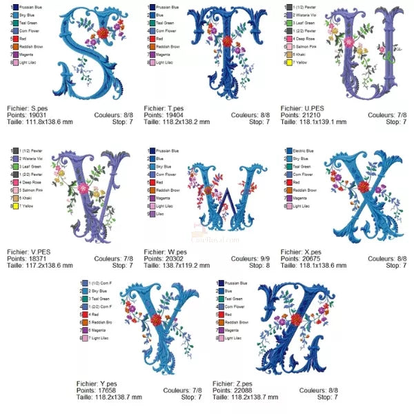 Alphabet-floral-broderie-machine-S-Z-tailles-et-couleurs-CR10081