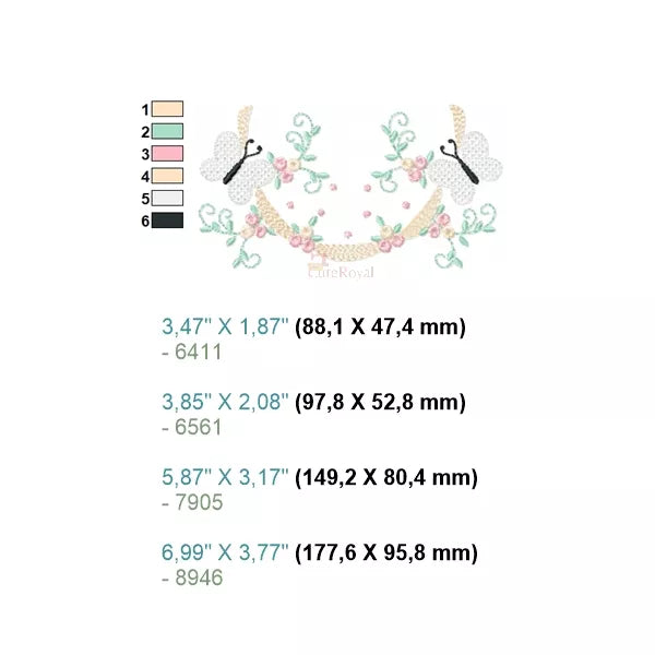 Bordure-fleurs-papillons-6-couleurs-4-tailles-motif-broderie-machine-CR10092