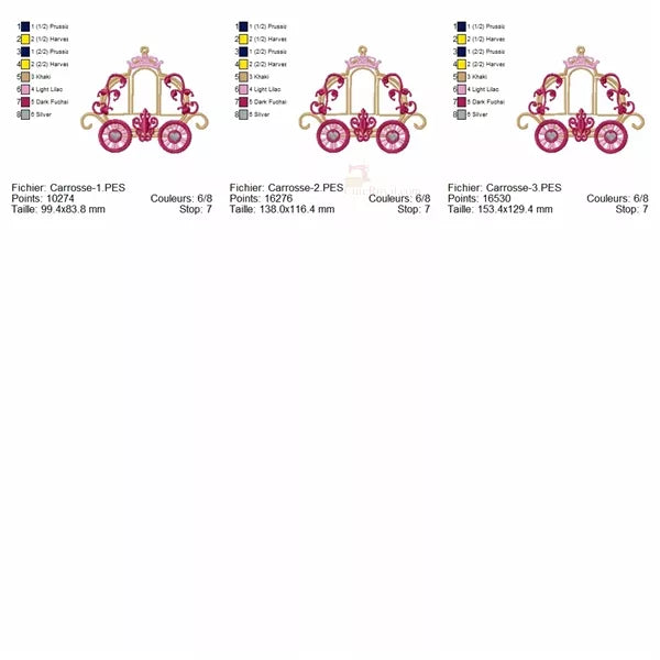 Carrosse-de-princesse-3-tailles-Applique-Broderie-Machine