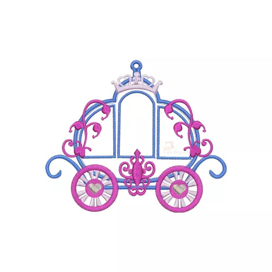 Carrosse-de-princesse-Bleu-et-Rose-Applique-Broderie-Machine