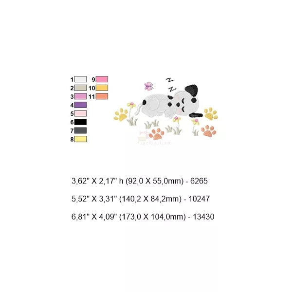 Couleurs-et-tailles-Chiot-dodo-fleurs-et-pattes-motifs-de-broderie-machine-CR10069