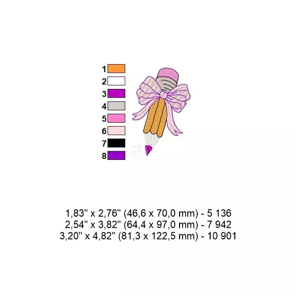 Crayon-jaune-avec-boucle-rose-Motif-de-broderie-machine-3-tailles-incluses