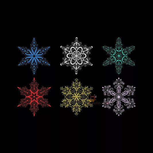 Collection Complète des Six Flocons de Neige Élégants (30 Designs) - Pack Motifs Broderie Machine