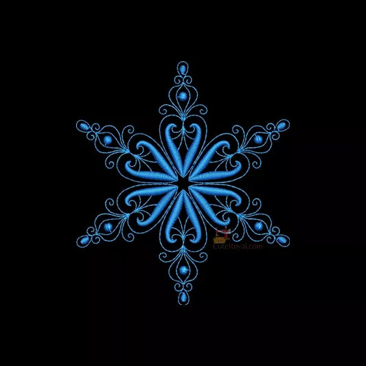 Flocon de Neige Bleu Élégant #5B (5 Tailles) - Motif Broderie Machine