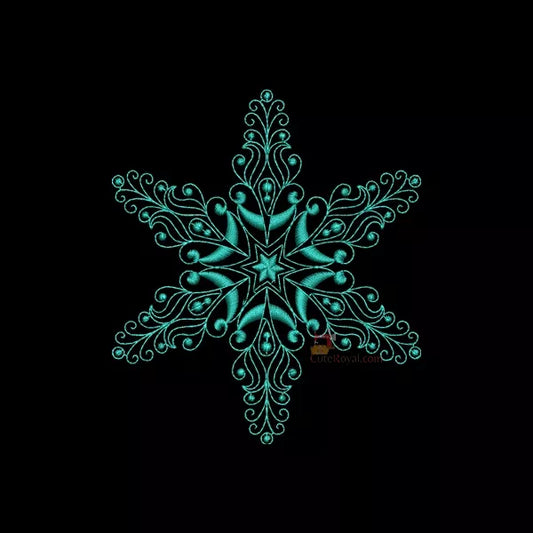 Flocon de Neige vert Élégant #5C (5 Tailles) - Motif Broderie Machine