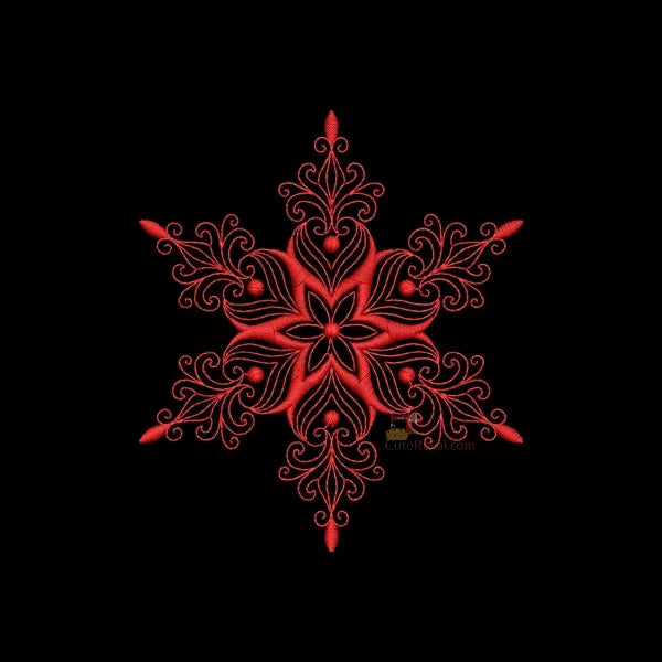 Flocon de Neige rouge Élégant #5D (5 Tailles) - Motif Broderie Machine