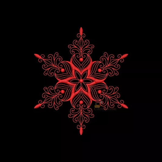 Flocon de Neige rouge Élégant #5D (5 Tailles) - Motif Broderie Machine