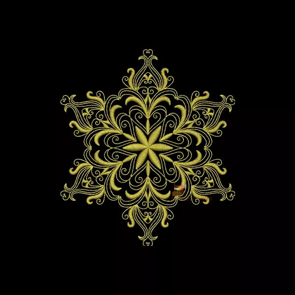 Flocon de Neige or Élégant #5E (5 Tailles) - Motif Broderie Machine