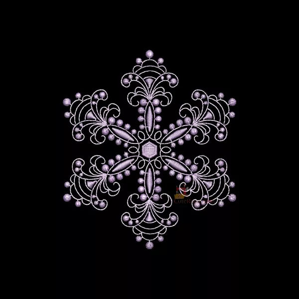 Flocon de Neige Rose Élégant #5F (5 Tailles) - Motif Broderie Machine