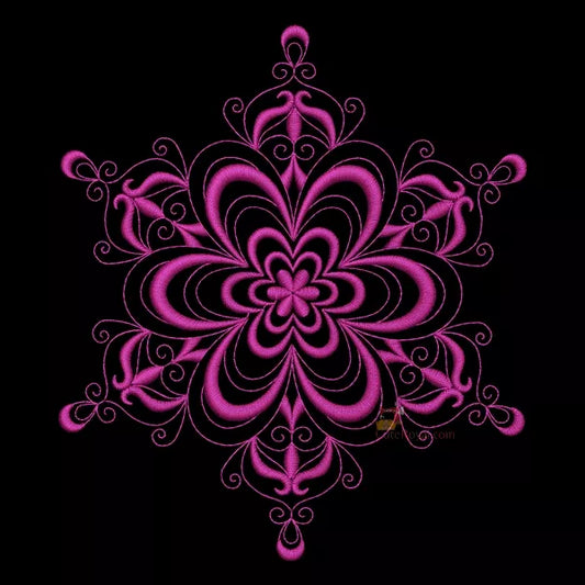 Flocon rouge scintillant - Motif broderie machine