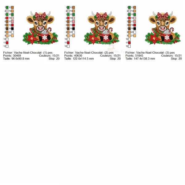 Info-Tailles-Vache-de-Noel-avec-Chocolat-Chaud-Motifs-de-Broderie-Machine