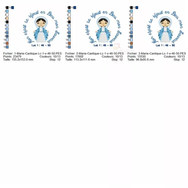 Info-tailles-Marie-Cantique-Mon-esprit-se-réjouit-en-Dieu-mon-Sauveur-Bible-Luc-1-versets-46-à-50-Motif-broderie-machine-de-Noël