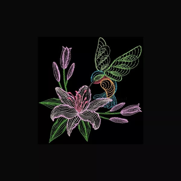 Lys-rose-avec-oiseau-colibri-motif-de-broderie-machine-CuteRoyal.com-CR10099