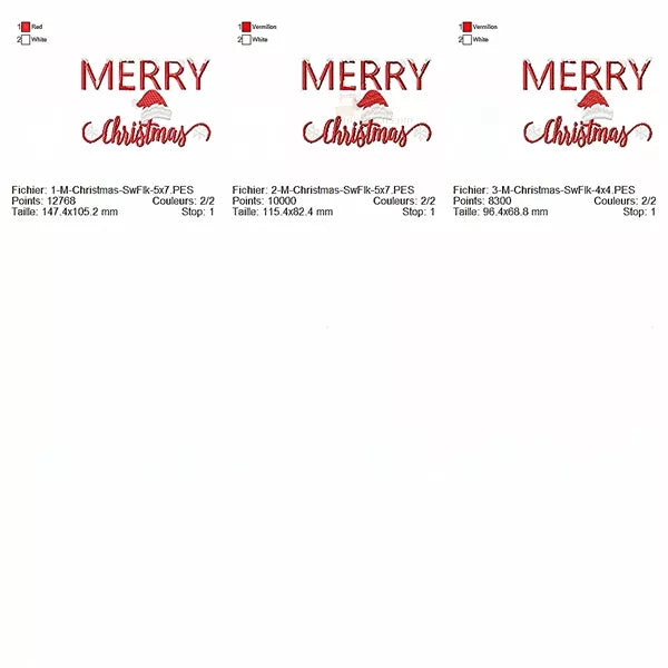 Info-Tailles-Merry-Christmas-flocons-chapeau-Motif-broderie-machine