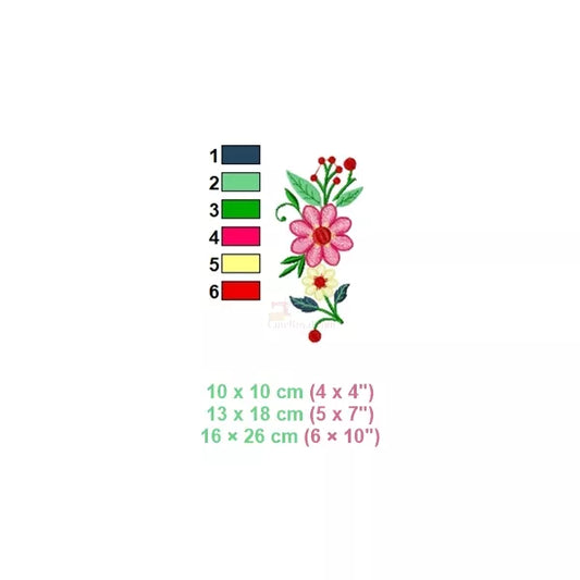 (6-couleurs-et-compatibilité-cerceau)-Motif-broderie-machine-Fleurs-ondulées-decoratives- jaune-et-rose, feuilles vertes et baies rouges-5-tailles-incluses-CR10027