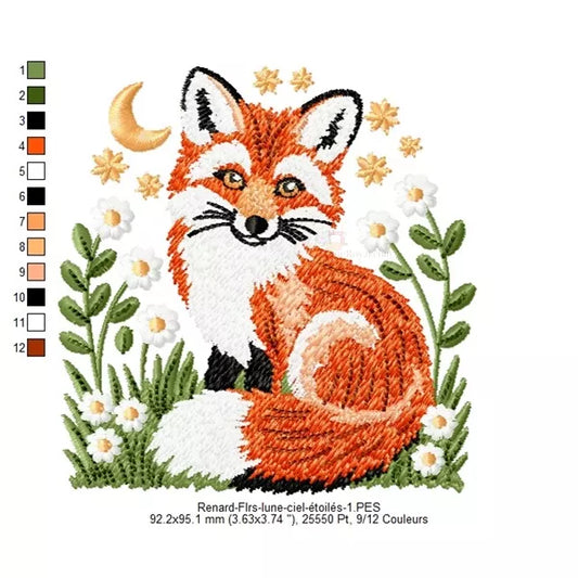 Taille-1-Renard-floral-Motif-Broderie-Machine