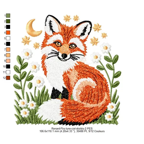 Taille-2-Renard-floral-Motif-Broderie-Machine