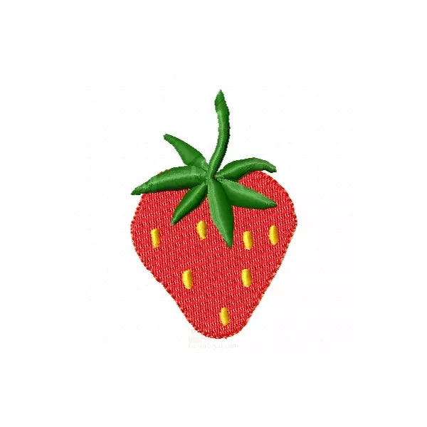 Motif de broderie machine fraise des champs – rendu brodé sur tissu.
