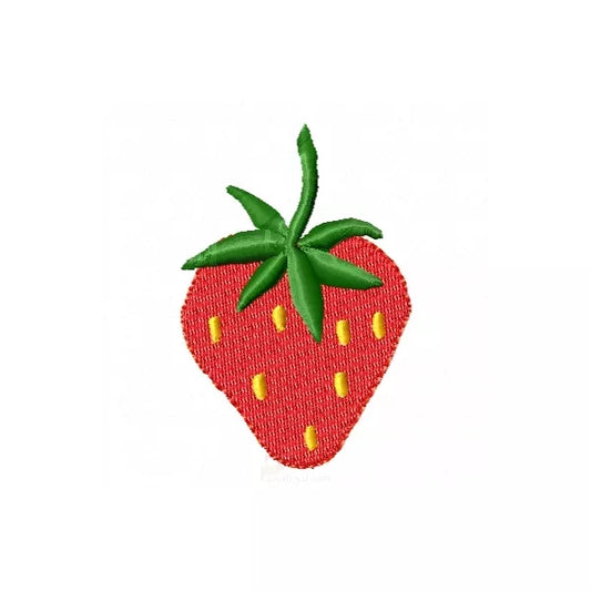 Motif de broderie machine fraise des champs – rendu brodé sur tissu.