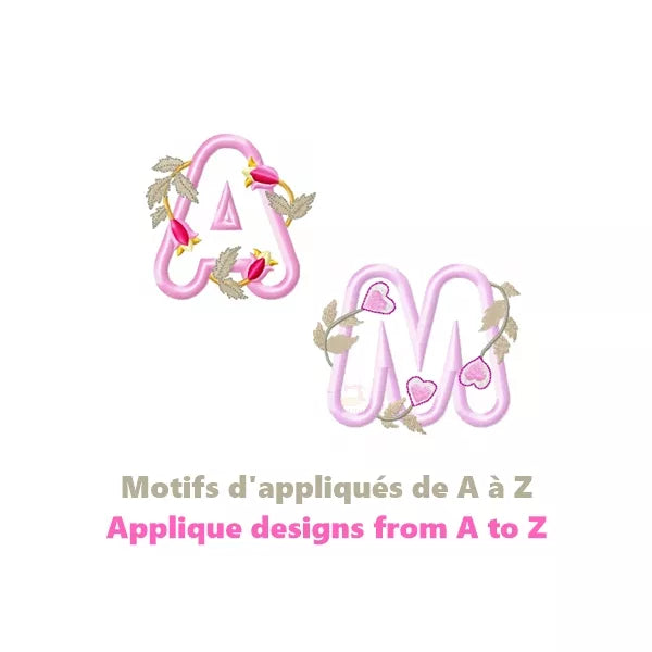 (Lettre A et M) Motifs-broderie-machine-d'appliqués-de-A-à-Z-avec-fleurs-
CuteRoyal-CR10144Z8