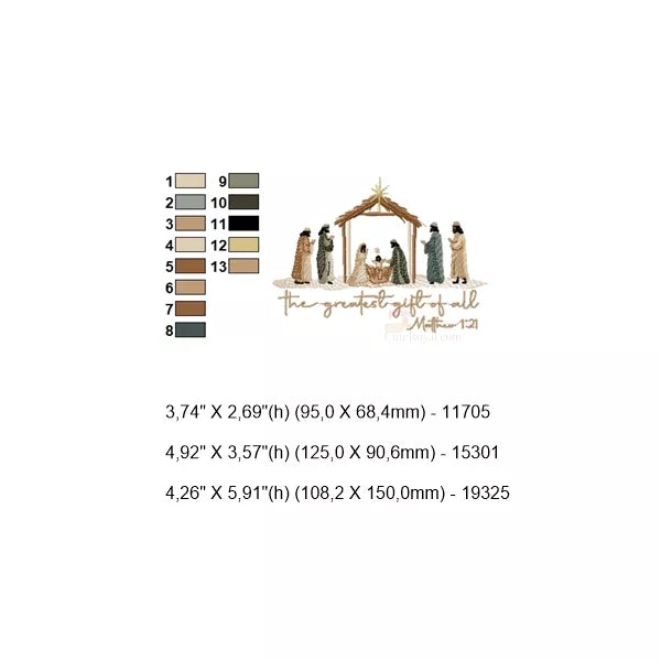 13-Changements-de-couleurs-et-3-tailles-The-greatest-gift-of-all-Mt-1-v-21-Motifs-de-broderie-machine-La-nativite-CR10065