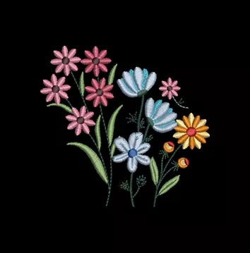 Motif-broderie-machine-bouquet-de-fleurs-sauvages-wildflower-embroidery design-4 tailles-Fichier-numérique.