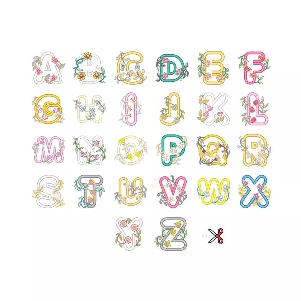 Motifs-broderie-machine-d'appliqués-de-A-à-Z-avec-fleurs-CuteRoyal-CR10144Z8
| Machine embroidery appliqué designs from A to Z with flowers - CuteRoyal CR10144Z8