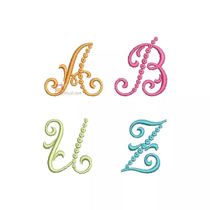 26 Polices Élégantes Broderie Machine - Alphabets Majuscules Monogramme - Couleur Unie