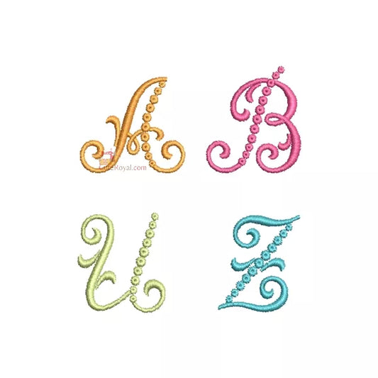 26 Polices Élégantes Broderie Machine - Alphabets Majuscules Monogramme - Couleur Unie