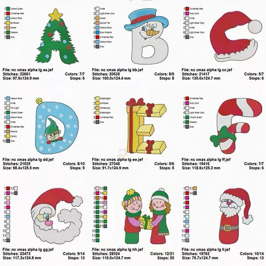 Alphabet-de-Noel-lettre-A-I-motifs-de-broderie-machine
