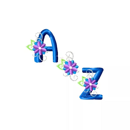A-Z-avec-fleurs-decorative-26-lettres-alphabet-monogramme-floral-motif-broderie-machine-cr10142
