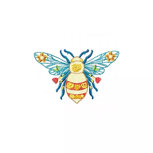 Abeille-florale-motif-de-broiderie-machine.