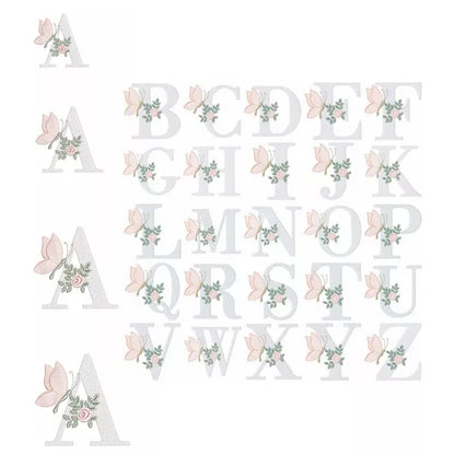 Alphabet-A-Z-4-tailles-monogramme-avec-rose-et-papillon-motif-de-broderie-machine-CR10169