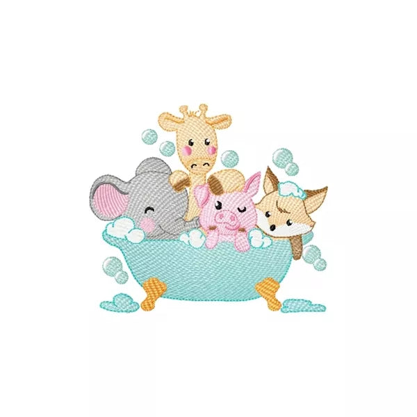 Bain-bulles-safari-elephant-girafe-cochon-renard.