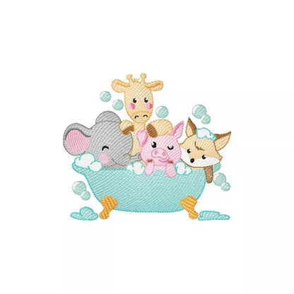 Bain-bulles-safari-elephant-girafe-cochon-renard.