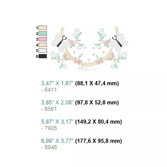 Bordure-fleurs-papillons-6-couleurs-4-tailles-motif-broderie-machine-CR10092