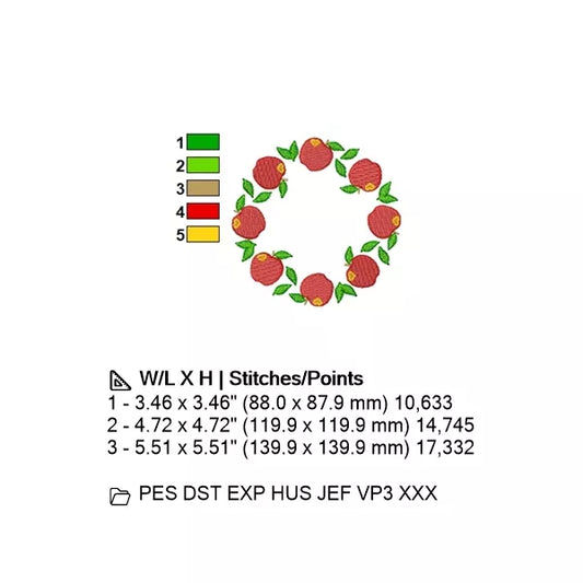Cadre-couronne-de-pommes-d-automne_Monogramme-Motif-de-broderie-machine_CuteRoyal_Fiche-technique-dimensions-couleurs-et-nombre-de-points