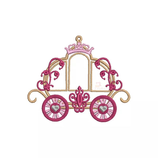 Carrosse-de-princesse-Rose-et-Or-Applique-Broderie-Machine