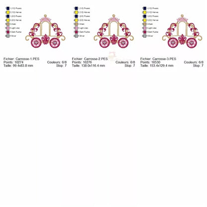 Carrosse-de-princesse-3-tailles-Applique-Broderie-Machine