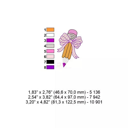 Crayon-jaune-avec-boucle-rose-Motif-de-broderie-machine-3-tailles-incluses