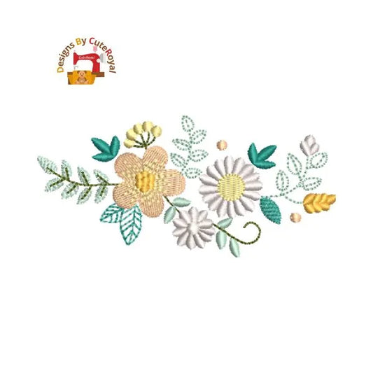 Motif de broderie machine floral bohème moderne – Élégance et délicatesse des fleurs.