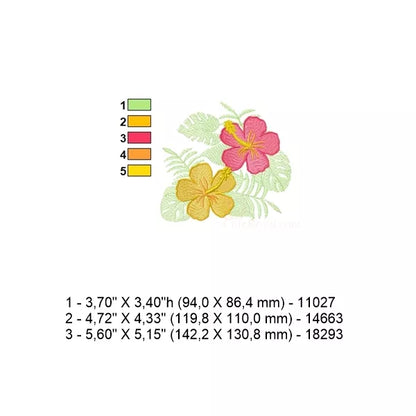 Fiche technique – Fleur tropicale hibiscus CR10112-57 : couleurs, dimensions et nombre de points.