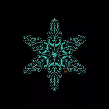 Flocon de Neige vert Élégant #5C (5 Tailles) - Motif Broderie Machine