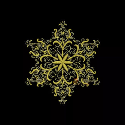 Flocon de Neige or Élégant #5E (5 Tailles) - Motif Broderie Machine 