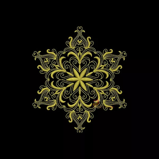 Flocon de Neige or Élégant #5E (5 Tailles) - Motif Broderie Machine 