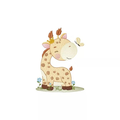 Girafe-fleurs-et-papillon-motif-de-broderie-machine-CR10161