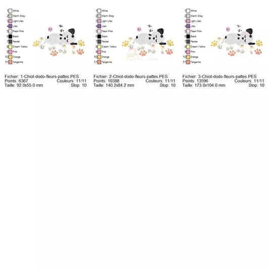 Info-tailles-et-couleurs-Chiot-dodo-motifs-de-broderie-machine-CR10069